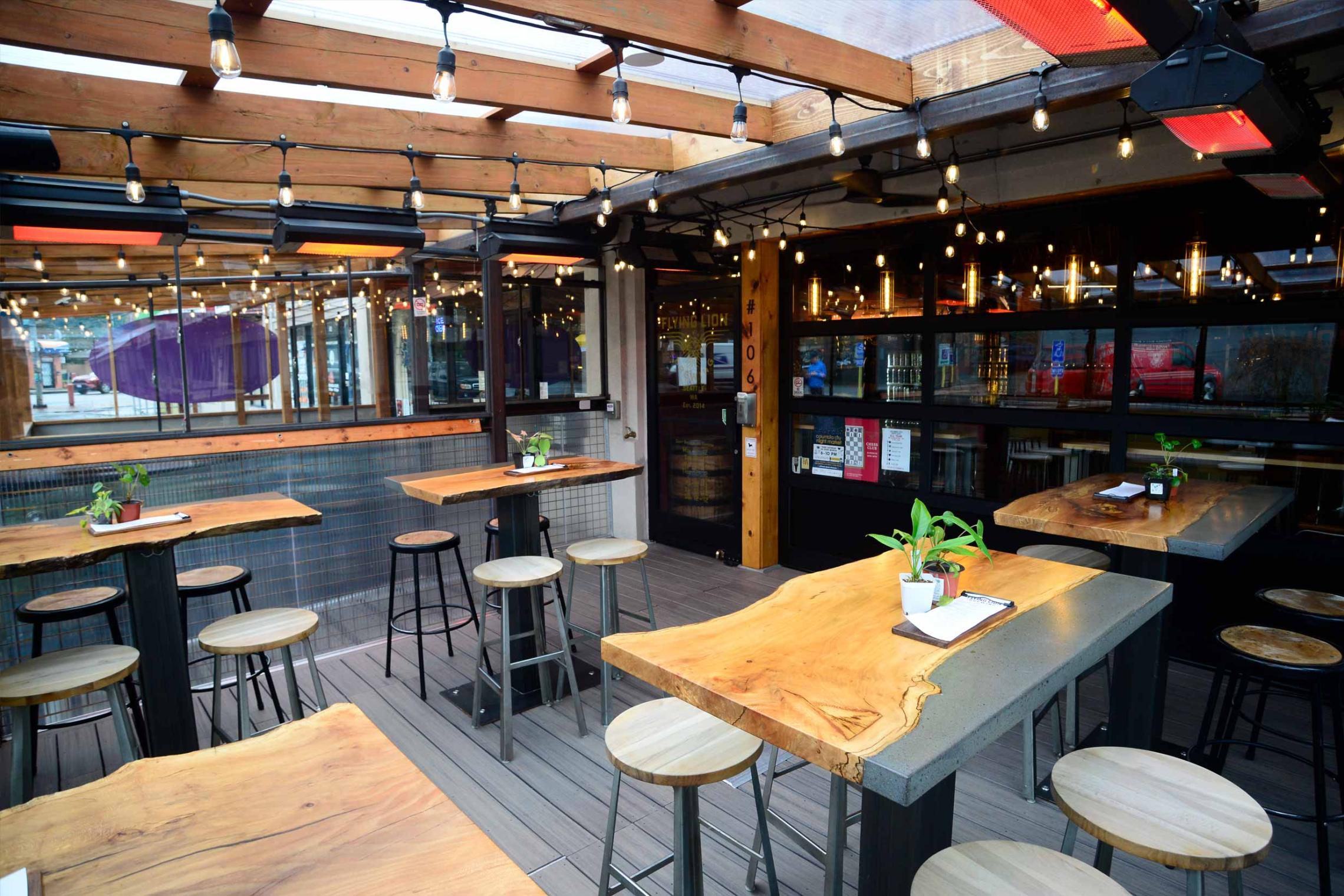 The patio at Flying Lion